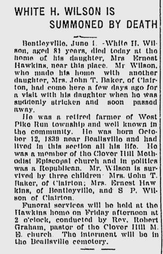 White H. Wilson obit